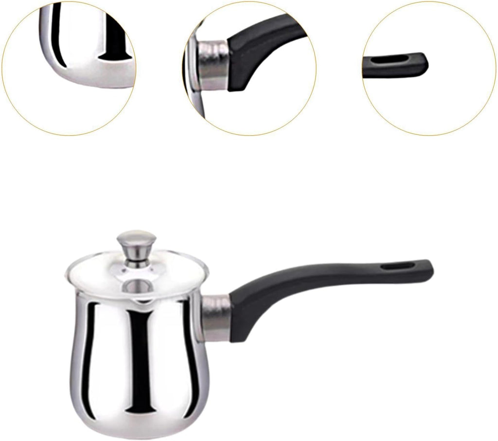 360ml Stainless Steel Coffee Pot with Handle – Portable Milk Warmer & Coffee Maker for Kitchen, Camping, Office, Home & Restaurant