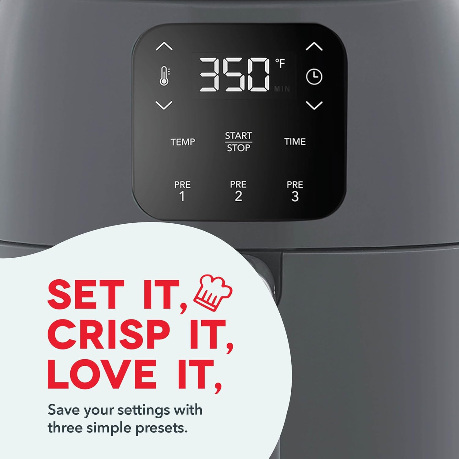 Digital Tasti-Crisp™ Air Fryer - Compact Electric Digital Fryer With Auto Shut-Off Feature - Ideal for Small Spaces - AirCrisp® Technology - 2.6 Quarts - Cool