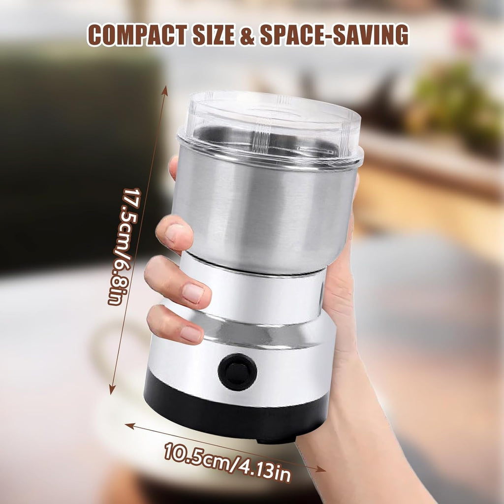 Spice Grinder, 150W Powerful Electric Coffee Bean Grinder with 4 Blades, 300ml Multi Function Mini Dry Grain Mill for Grain Nuts Seasoning Coffee Beans Spices