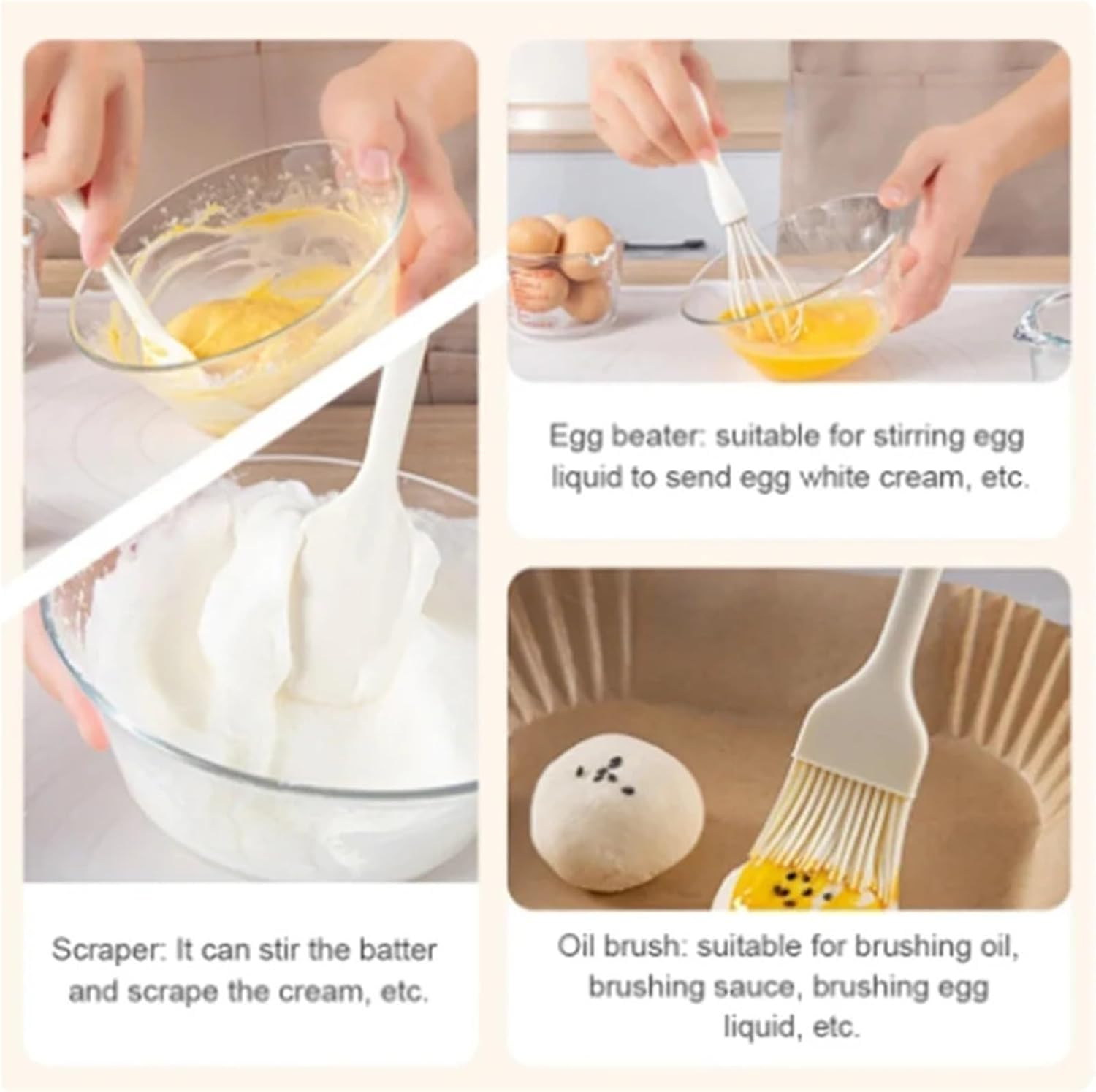 Silicone Baking Set Cake Cream Spatula Scraper Kitchen Household Egg Whisk Barbecue Oil Brush Gadget Supplies