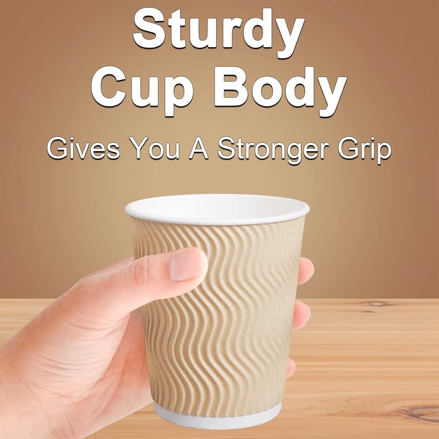 Hot Paper Cups_12 oz Disposable Insulated Corrugated Sleeve Ripple Wall Paper Cup 100 pcs,12oz Cups for Drink，Hot Coffee Cups