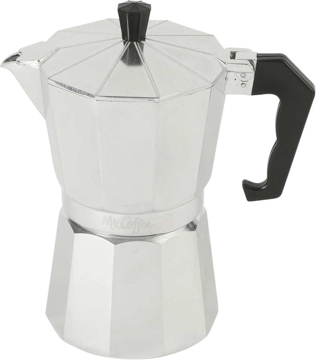 Brixia 6-Cup Stovetop Espresso Maker – Classic Italian Moka Pot, Aluminum Silver Espresso Coffee Maker with Handle for Strong, Rich Brew