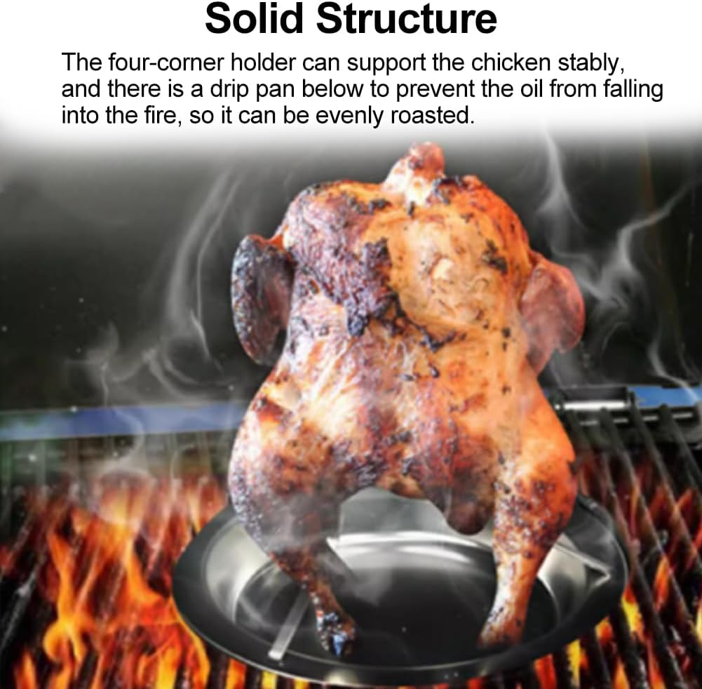 Chicken Roaster Rack Stainless Steel Turkey Standing Holder with Bowl,Detachable Vertical Roaster Rack for Chicken Turkey Roasters BBQ Grilling for Grill Oven Smoker
