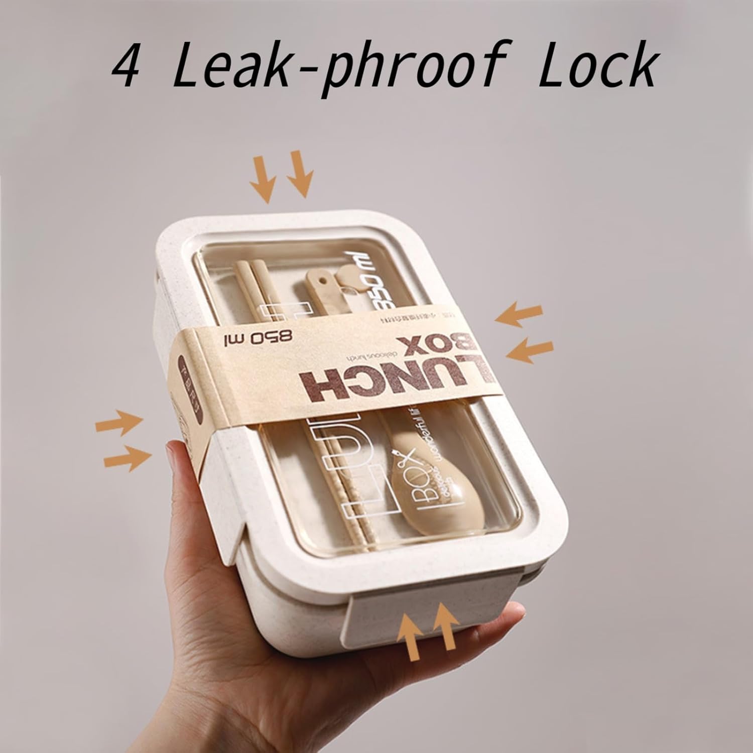 850ml Divided Lunch Box – Portable Large Capacity Microwave Bento Box with Fork & Spoon, Leakproof Food Storage Container for School, Office, Camping