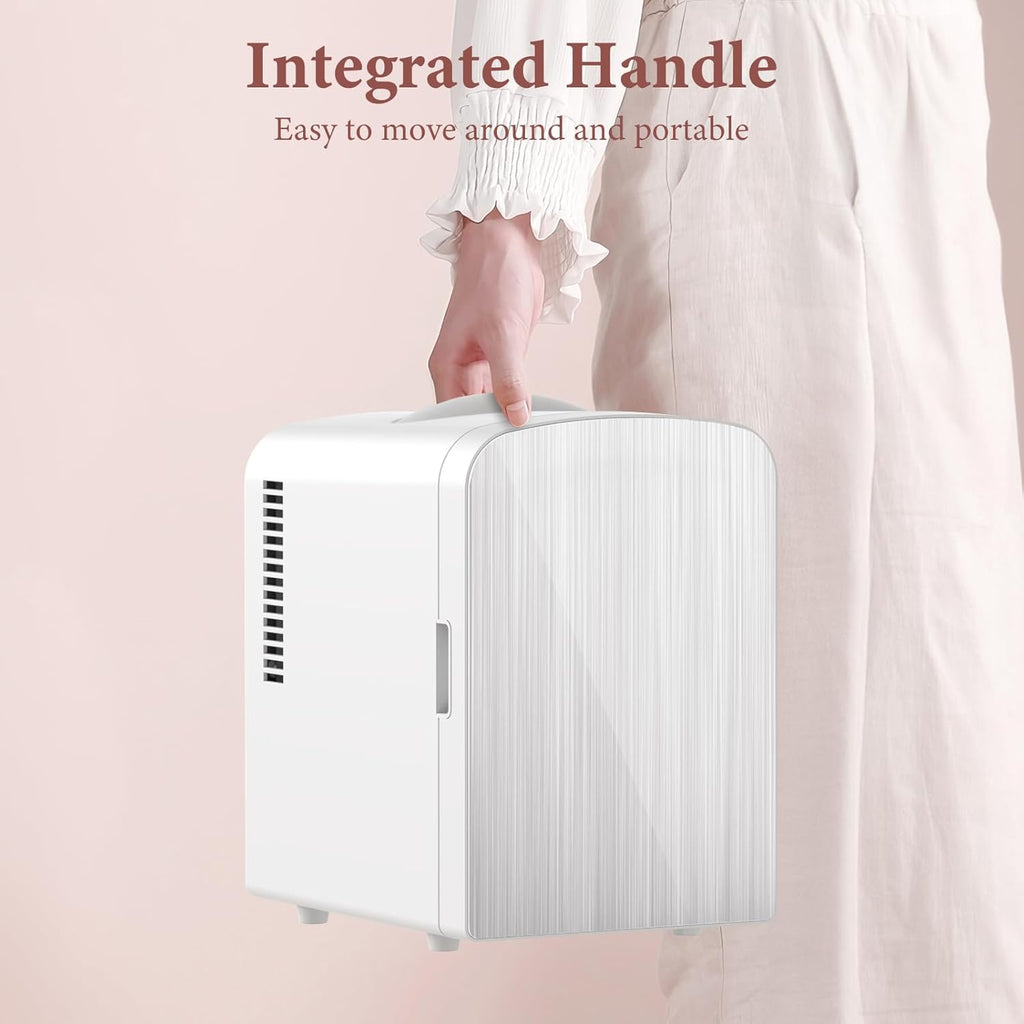 Mini Fridge, 4L Portable Small Refrigerator for Skincare, Cosmetics, Food & Drinks, Compact Refrigerator for Bedroom, Dorm, Car, Office