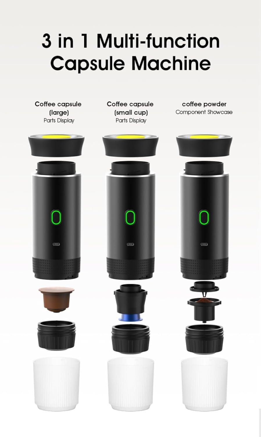 Wireless Portable Electric Coffee Maker with USB-C, Self-Heating, Rechargeable Espresso Coffee Machine for Travel, Camping, RV,Home,Office