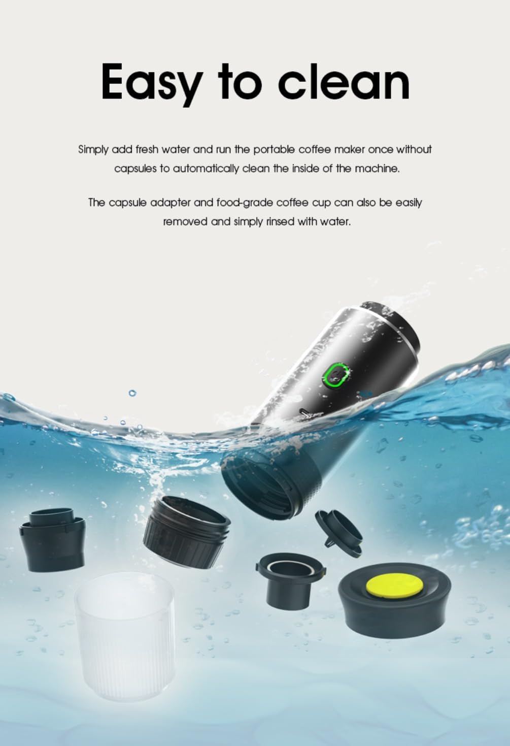 Wireless Portable Electric Coffee Maker with USB-C, Self-Heating, Rechargeable Espresso Coffee Machine for Travel, Camping, RV,Home,Office