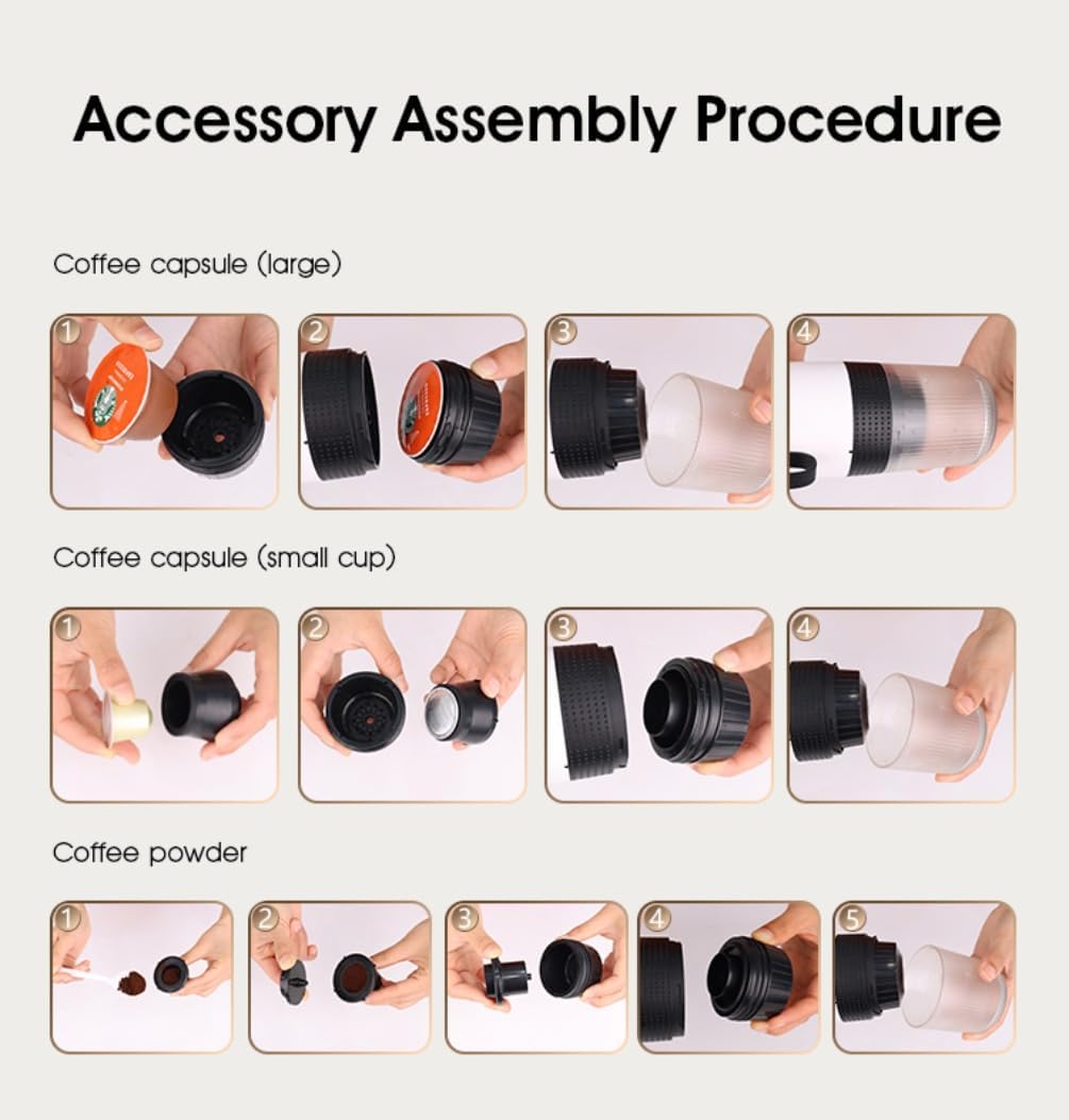 Wireless Portable Electric Coffee Maker with USB-C, Self-Heating, Rechargeable Espresso Coffee Machine for Travel, Camping, RV,Home,Office