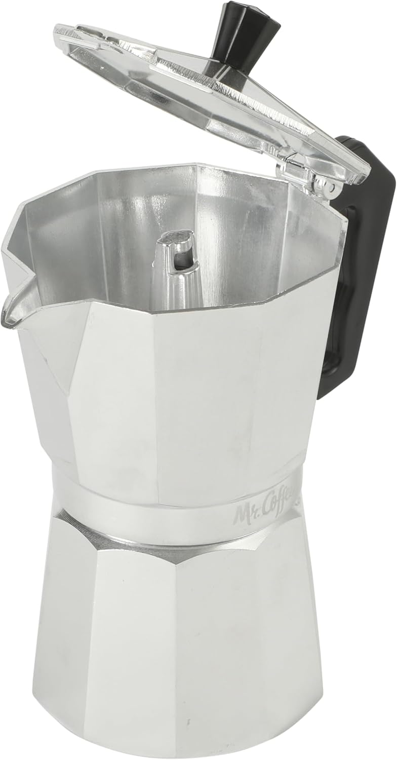 Brixia 6-Cup Stovetop Espresso Maker – Classic Italian Moka Pot, Aluminum Silver Espresso Coffee Maker with Handle for Strong, Rich Brew
