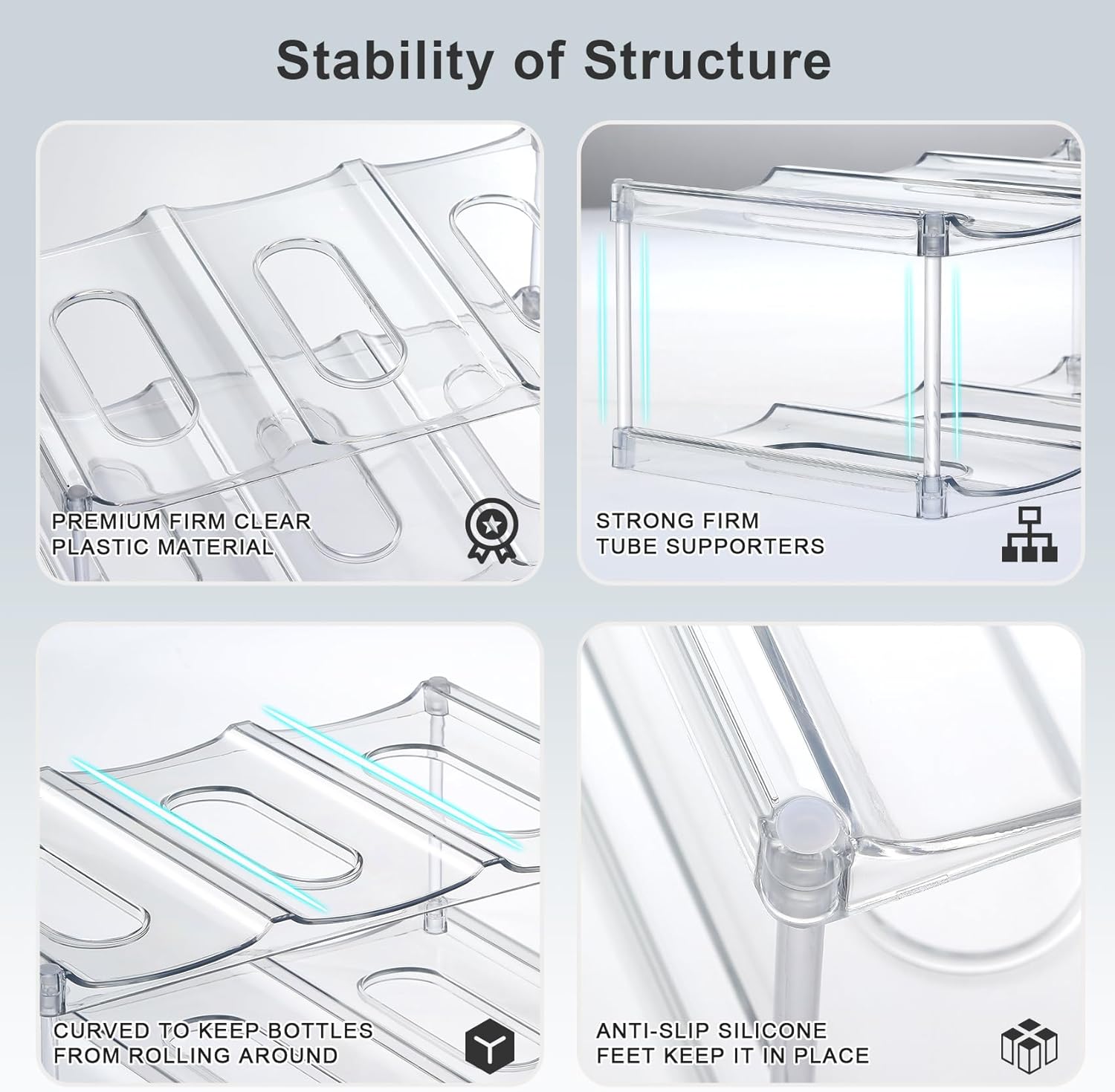 Compartment - Stackable Water Bottle Organizer Holder - for Stanley & Others' Large Tumbler - Clear Wine Rack, Cup Bottle Holder for Cabinet Home Countertop Fridge Pantry Shelf, 3 Tier Hold 9