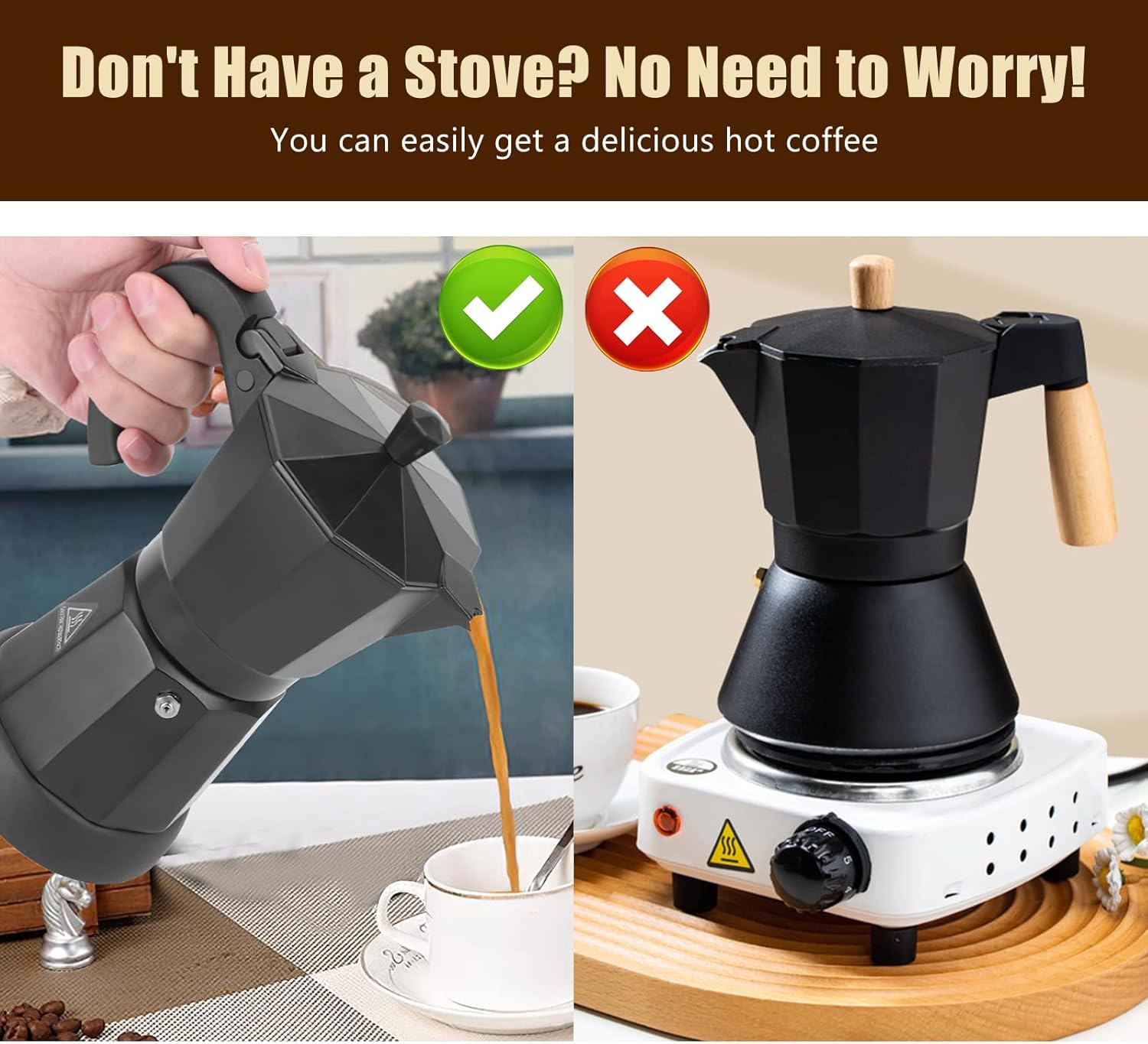 Coffee Pot Electric Moka Pot 6 Cup, Espresso Coffee Maker Cafeteras Electricas Italian Coffee Maker Espresso Makers Portable Aluminum Electric Mocha Pot, Coffee Machine Moka Maker