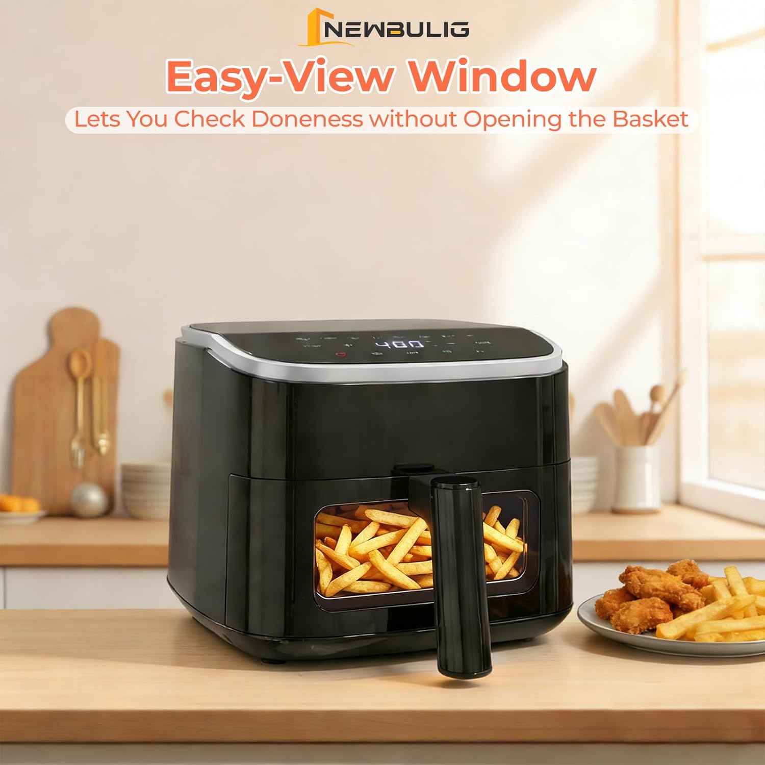 Air Fryer，4QT Small AirFryer with Easy View Window and Interior Light, Digital Touchscreen with 8 Presets for Custom Cooking, Nonstick and Dishwasher Safe Basket