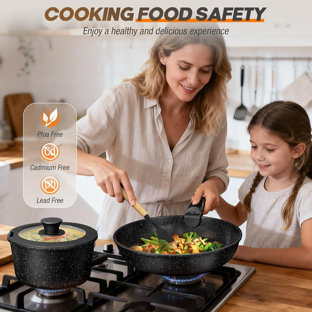 pots and Pans Set, Nonstick Cookware Set Detachable Handle, Induction Kitchen Cookware Sets with Removable Handle, Non Stick RV Cookware Set, Dishwasher ＆ Oven Safe (9 PCS)