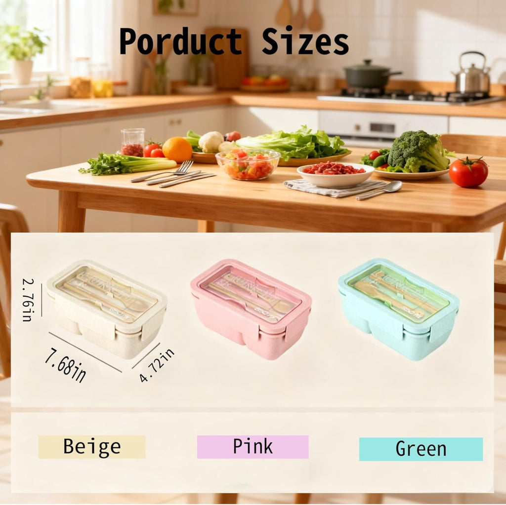 850ml Divided Lunch Box – Portable Large Capacity Microwave Bento Box with Fork & Spoon, Leakproof Food Storage Container for School, Office, Camping