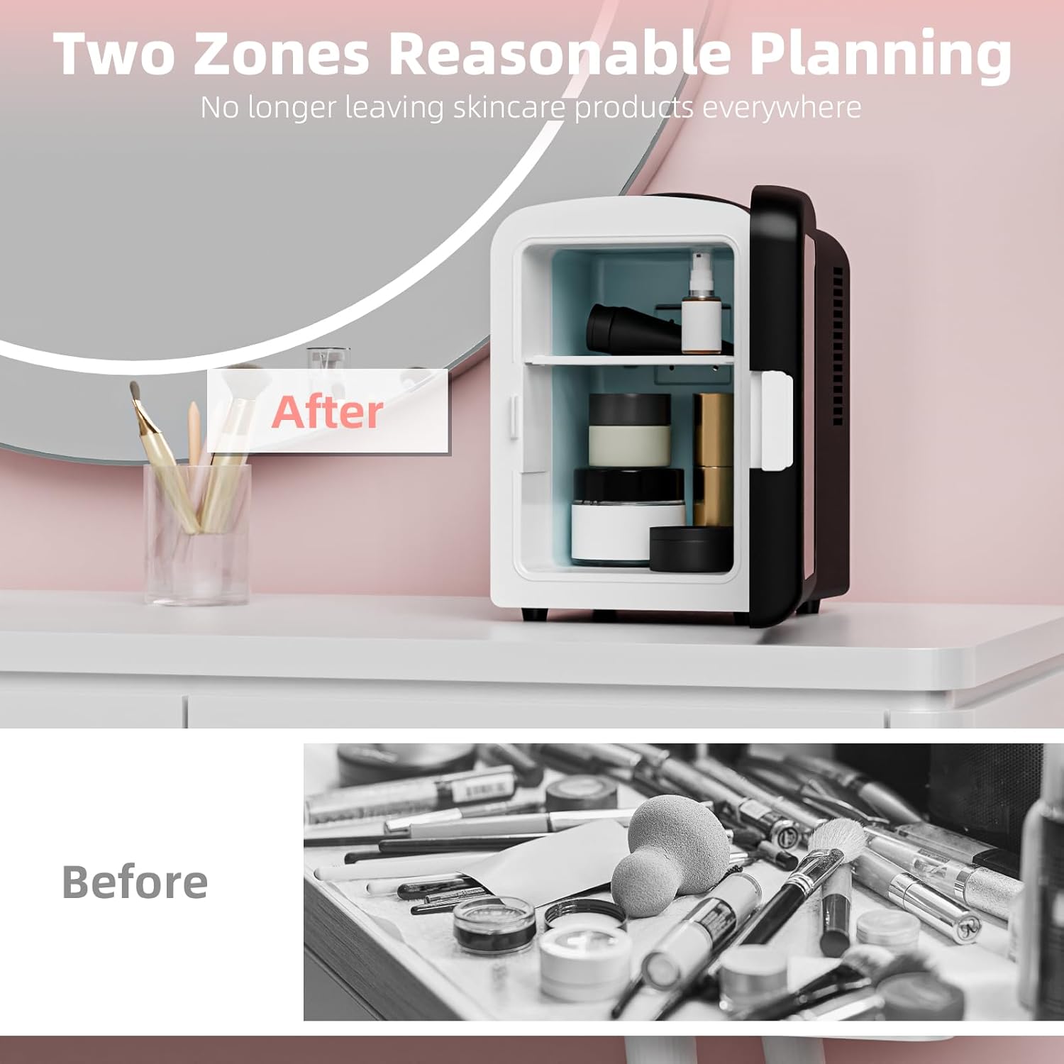 Mini Compact Refrigerator with Gaming Light, 4L Capacity/6 Cans Portable Mini Fridge, for Bedroom,Car,Office and Dorm, Small Cooler for Cosmetics, Beverage and Food