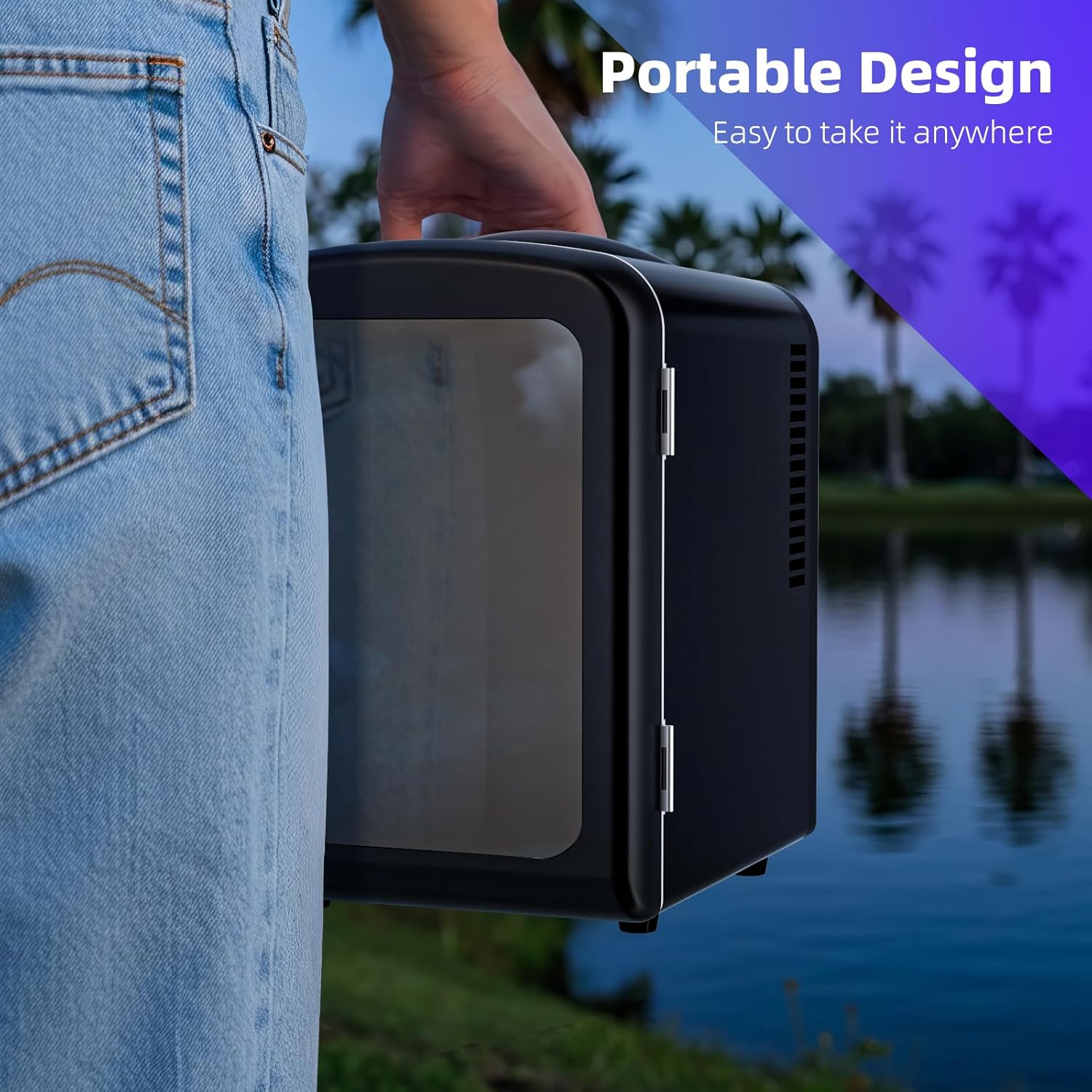 Mini Compact Refrigerator with Gaming Light, 4L Capacity/6 Cans Portable Mini Fridge, for Bedroom,Car,Office and Dorm, Small Cooler for Cosmetics, Beverage and Food