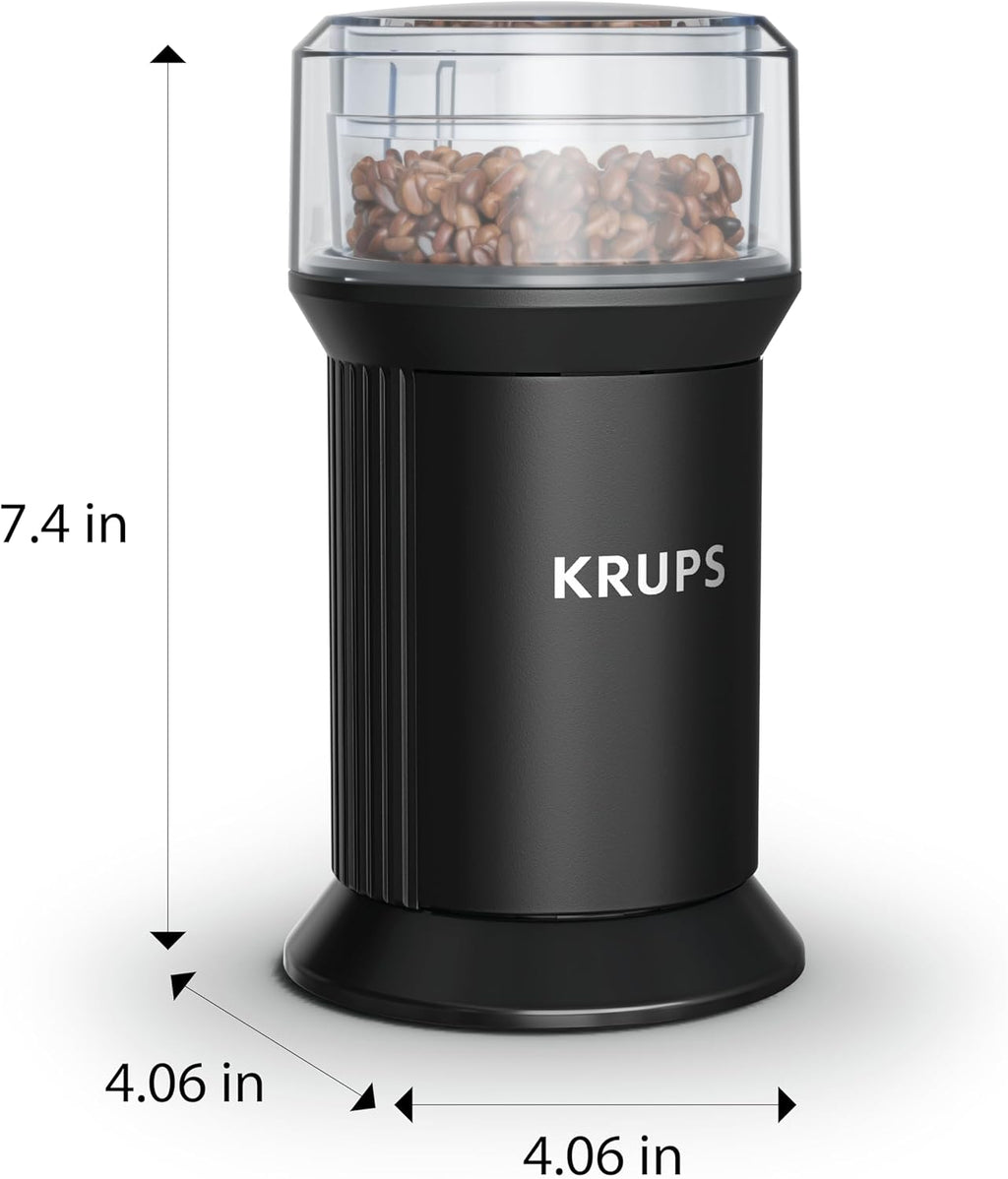 Electric Blade Coffee Grinder 1.6 Oz, Adjustable Coarse to Fine for the Perfect Espresso, Grind Coffee Beans, Spices & Herbs, Removable Dishwasher Safe Bowl, Black