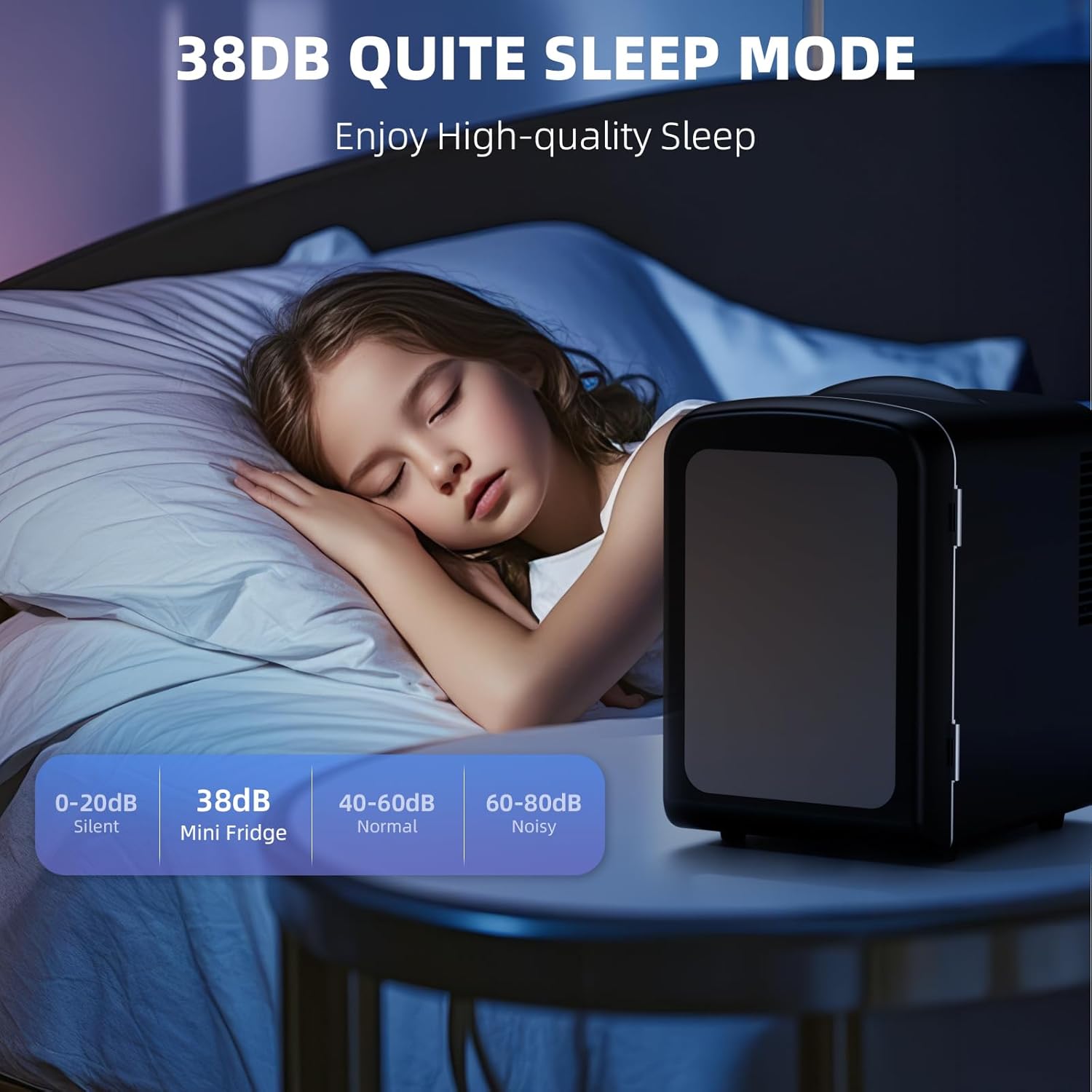 Mini Compact Refrigerator with Gaming Light, 4L Capacity/6 Cans Portable Mini Fridge, for Bedroom,Car,Office and Dorm, Small Cooler for Cosmetics, Beverage and Food