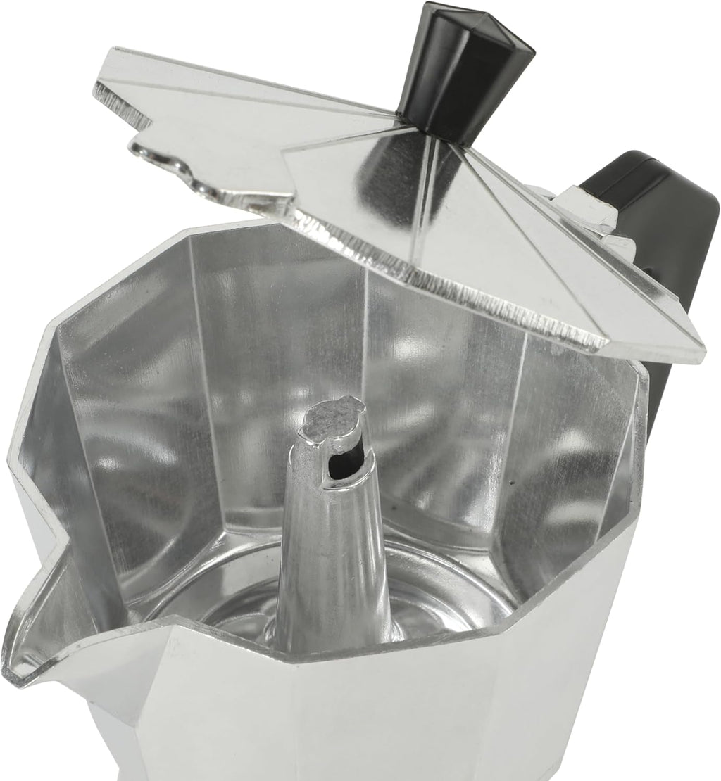 Brixia 6-Cup Stovetop Espresso Maker – Classic Italian Moka Pot, Aluminum Silver Espresso Coffee Maker with Handle for Strong, Rich Brew