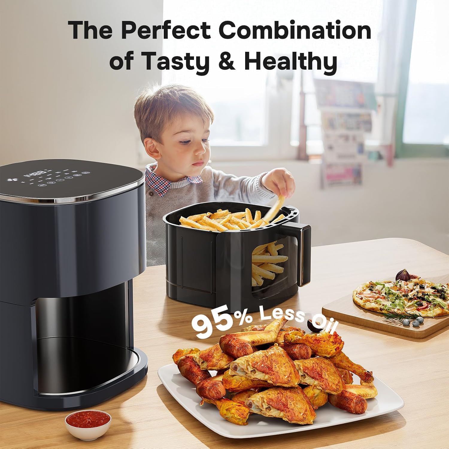 12-in-1 Air Fryer 6.34 Qt, Digital Preset Airfryer with Visible Window, Nonstick and Dishwasher-Safe Basket, Air Fry, Roast, Bake, Dehydrate, Fries, 1700W