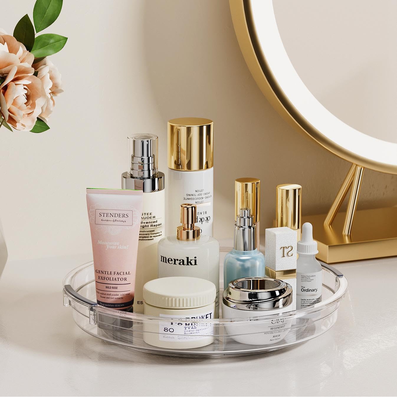 3 Pack Lazy Susan Organizer Turntable for Cabinet, Pantry Organizers and Storage, Rotating Condiment Organizer for Kitchen, Table Top, Fridge, Countertop, Spice Organization, 9.25'' 10.6'' 12''