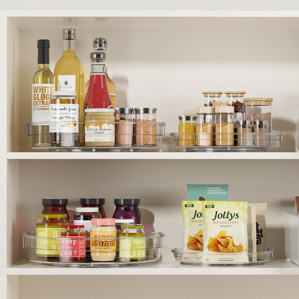 3 Pack Lazy Susan Organizer Turntable for Cabinet, Pantry Organizers and Storage, Rotating Condiment Organizer for Kitchen, Table Top, Fridge, Countertop, Spice Organization, 9.25'' 10.6'' 12''