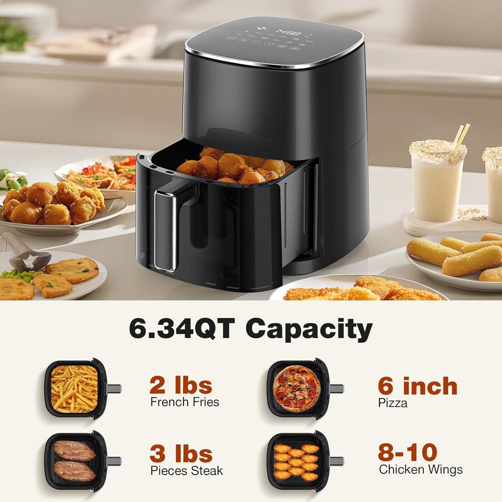 Air Fryer 6 Quart with Window Square Air Fryer 12-in-1 Air Fry, Roast, Reheat, Dehydrate, Bake, Steam, Fries, Custard, Chicken, Wings, Sea Food, Vegetabels,400F