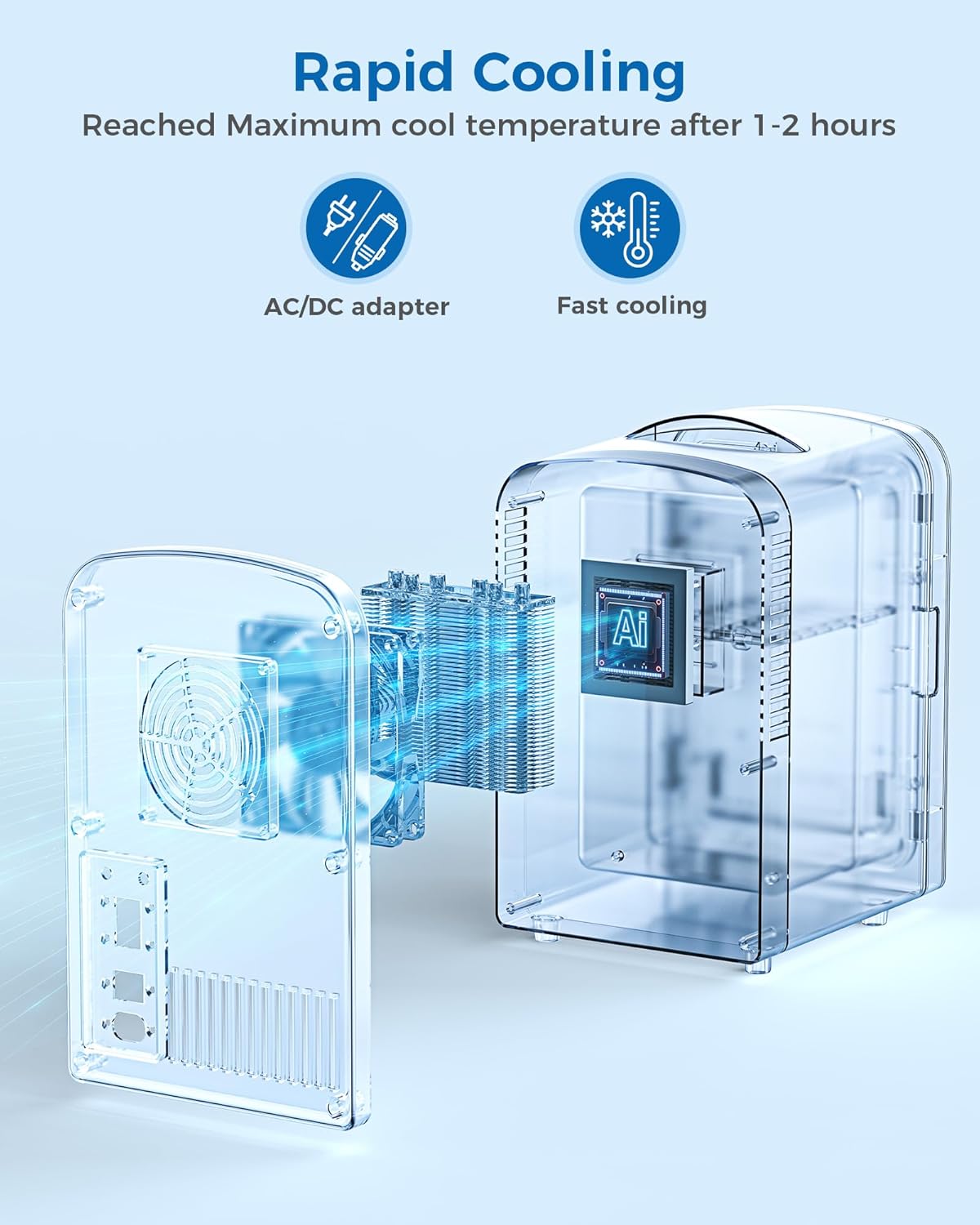 4L/6 Cans Mini Fridge, Portable Compact Refrigerator, Small Skin Care Fridge, Food and Drinks, Small Cooler for Bedroom, Dorm, Car, Office