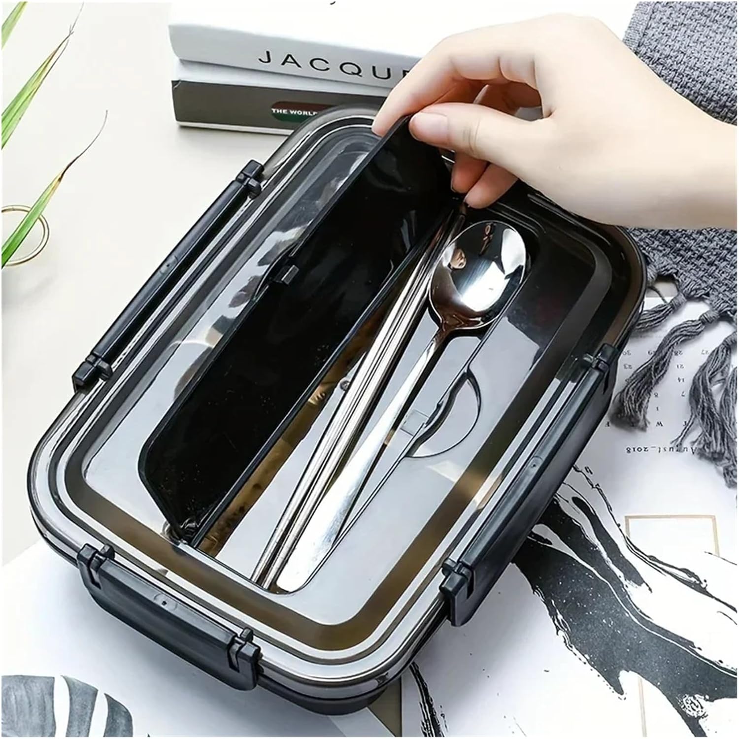 Students & Office Workers Leak-Proof Stainless Steel Lunch Box With 3/4 Compartments Durable Easy-Clean Bento Container