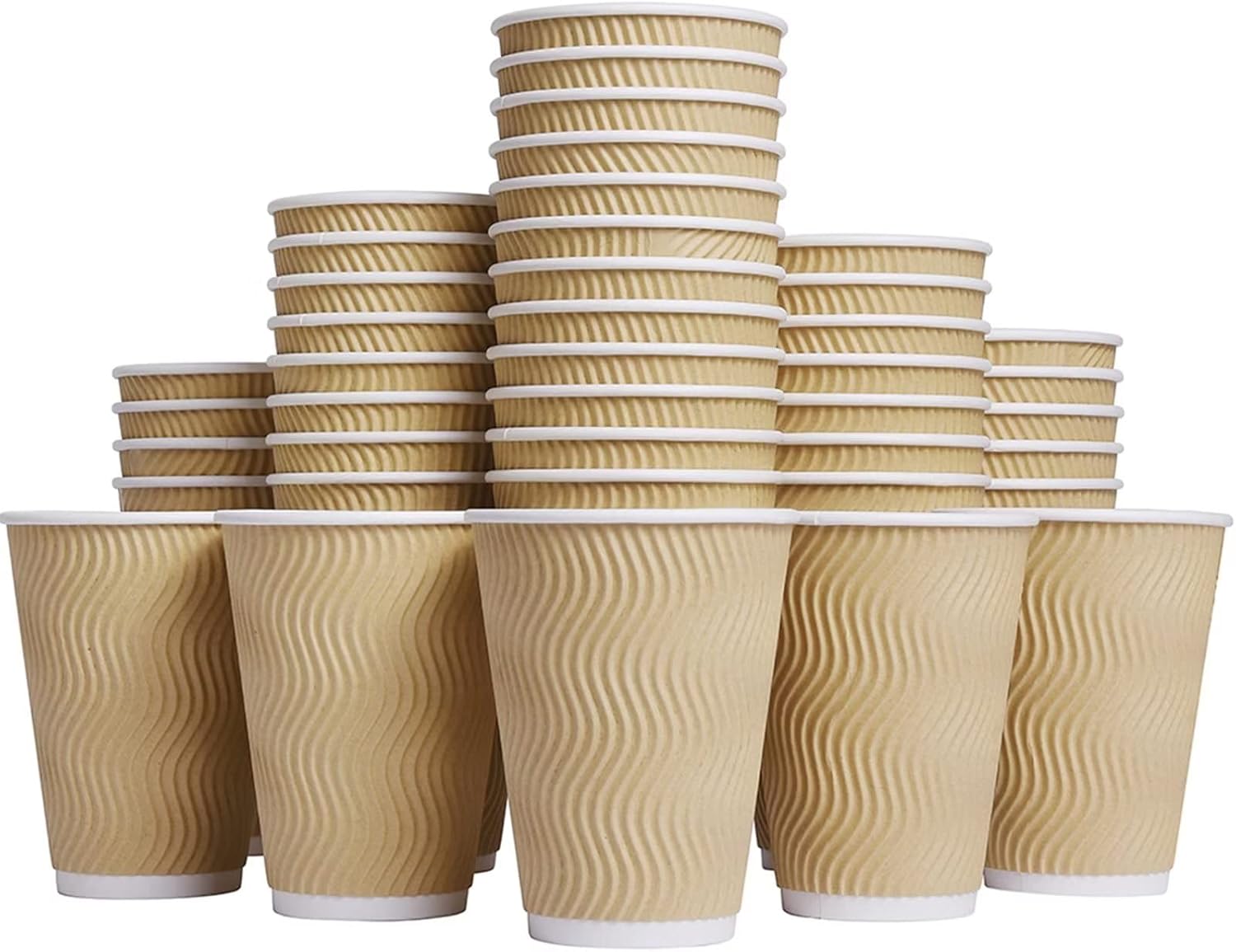 Hot Paper Cups_12 oz Disposable Insulated Corrugated Sleeve Ripple Wall Paper Cup 100 pcs,12oz Cups for Drink，Hot Coffee Cups