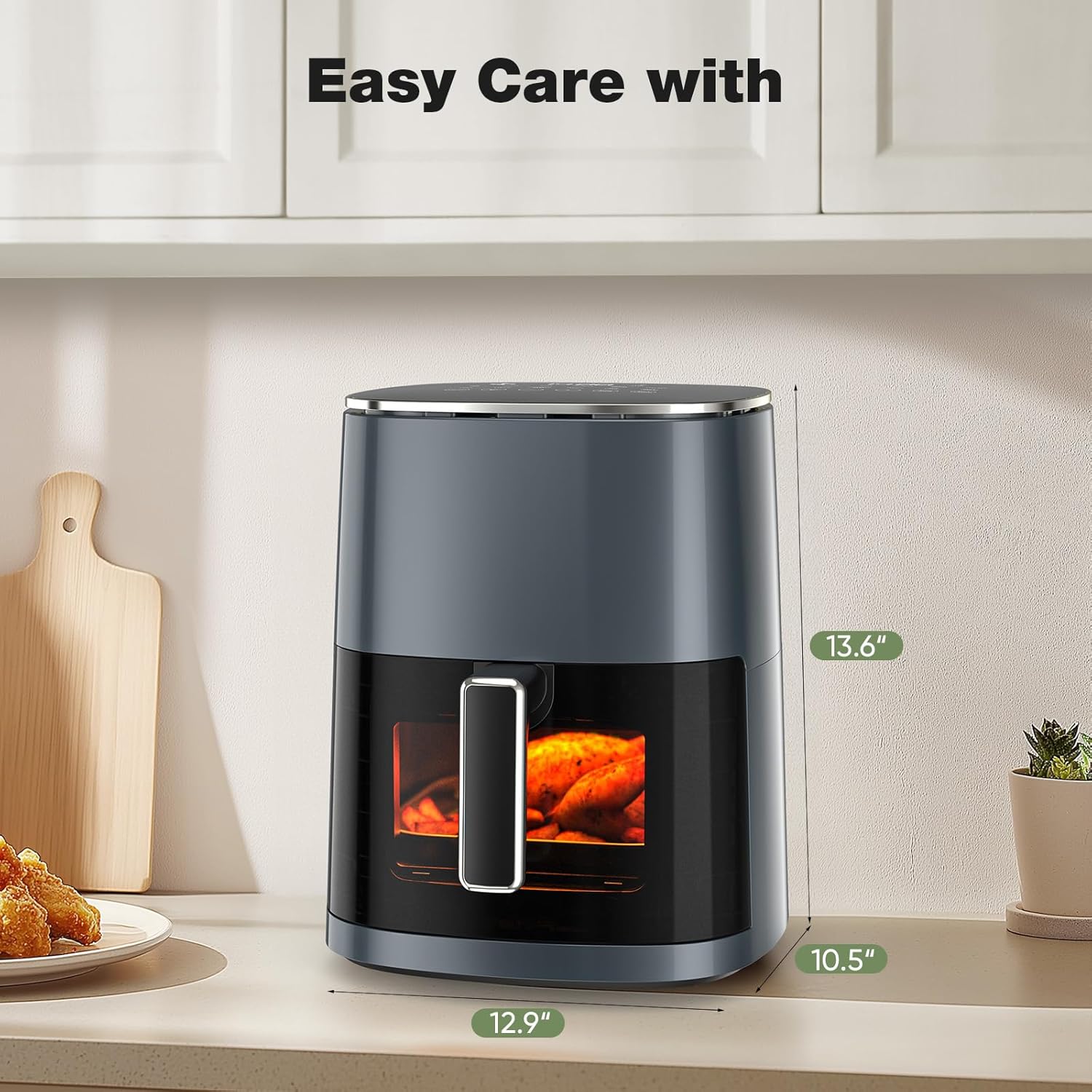 6QT Air Fryer with Window, Square Airfryer Oven 12-in-1 for Family, 400°F Rapid Air Crispy Technology, Roast Bake Dehydrate, Nonstick & Easy-Clean Basket