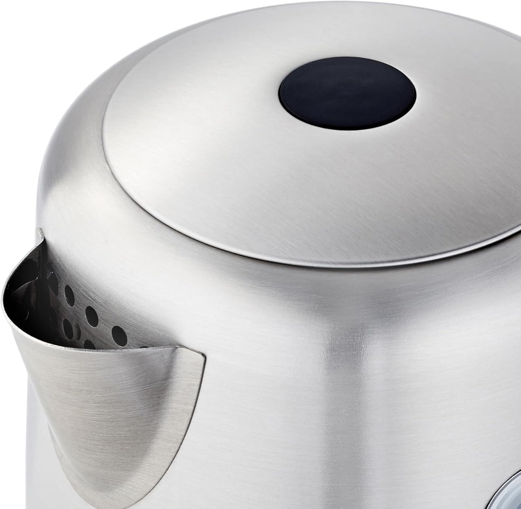 Electric Stainless Steel Kettle for Tea and Coffee, BPA-Free, Fast Boiling, Auto Shut-Off, 1 Liter, 1500W, Black and Silver