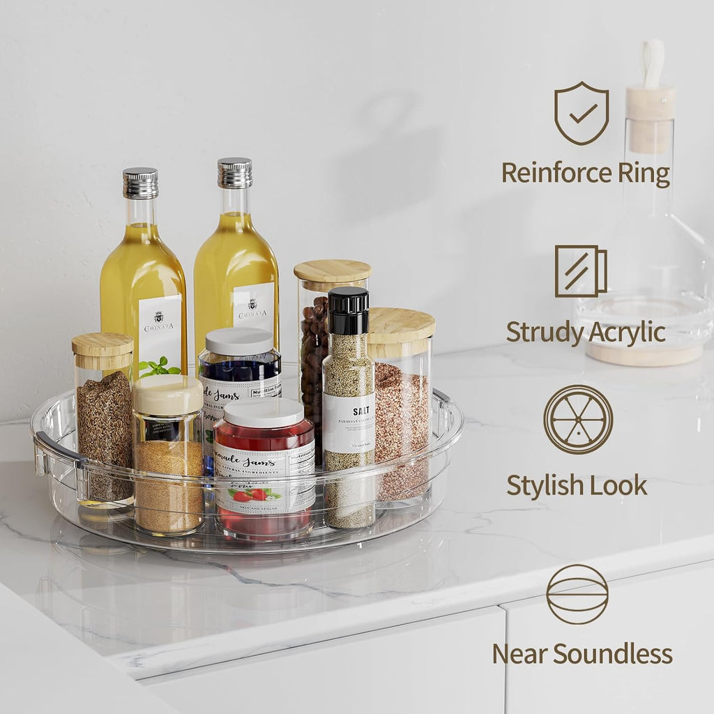 3 Pack Lazy Susan Organizer Turntable for Cabinet, Pantry Organizers and Storage, Rotating Condiment Organizer for Kitchen, Table Top, Fridge, Countertop, Spice Organization, 9.25'' 10.6'' 12''