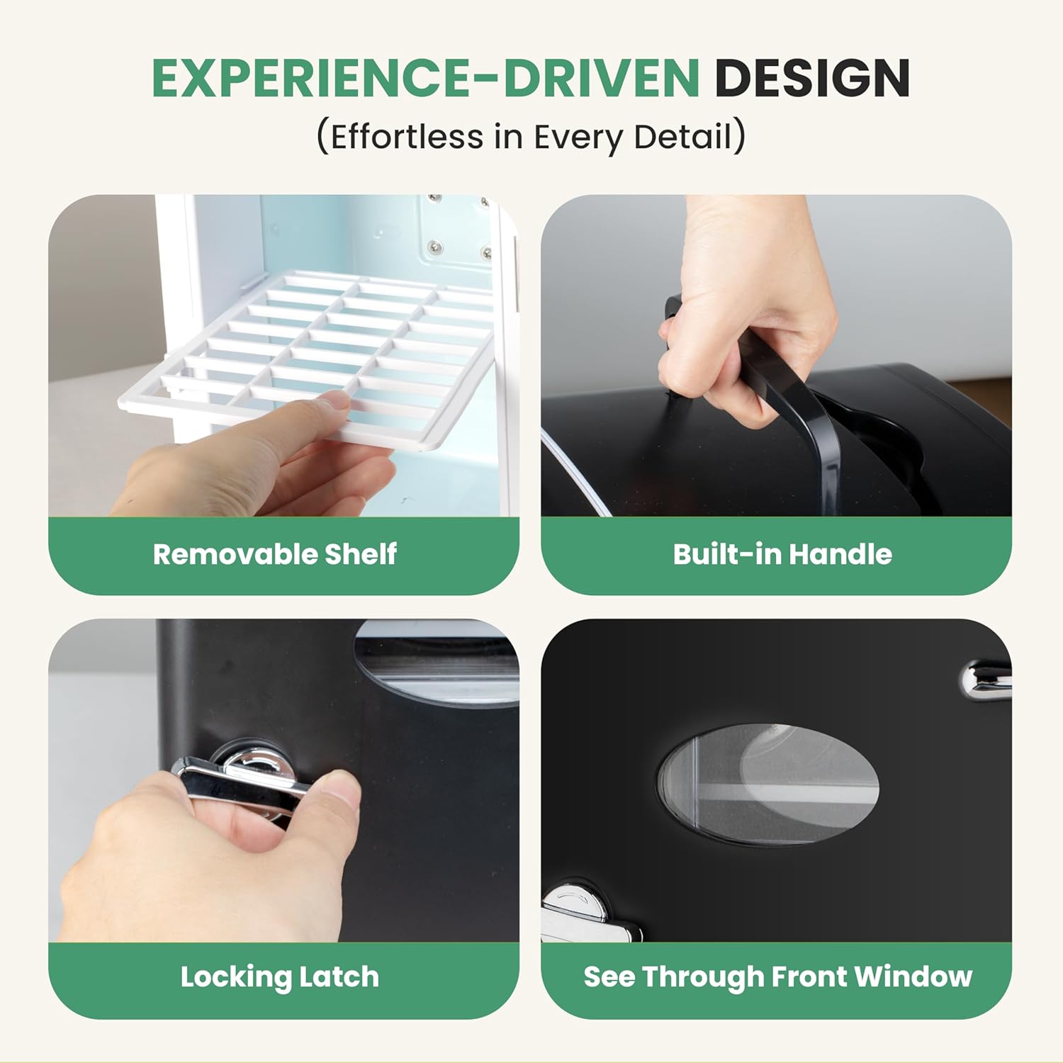 Simple Deluxe Mini Fridge with Viewing Window, 4L/6 Can Portable Cooler & Warmer, Freon-Free Small Refrigerator for Skincare, Drinks, Snacks & Cosmetics