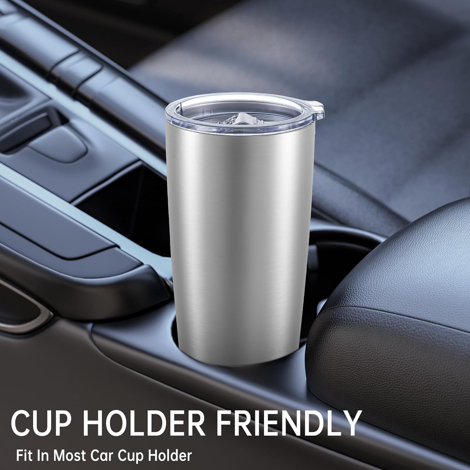 20 oz Tumblers Bulk Stainless Steel Tumbler with Lid Double Wall Vacuum Insulated Coffee Mug 20oz Powder Coated Cup for Hot and Cold Drinks, Stainless, 6 pack