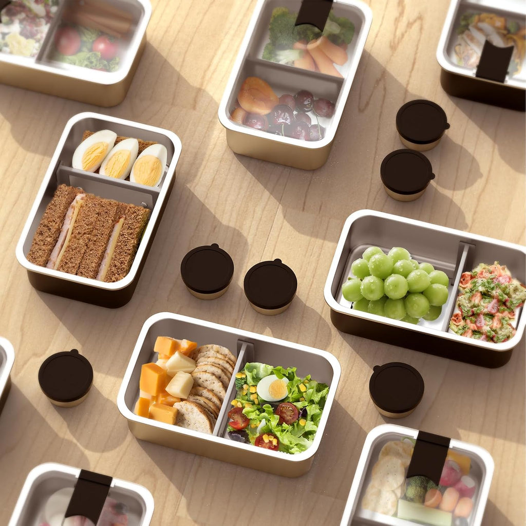 Stainless Steel Bento Lunch Box for Adult, 42oz Leak-Proof Lunch Box Containers, Microwave-Safe, with Adjustable Divider, Convenient Metal Lunchbox for Work, Travel