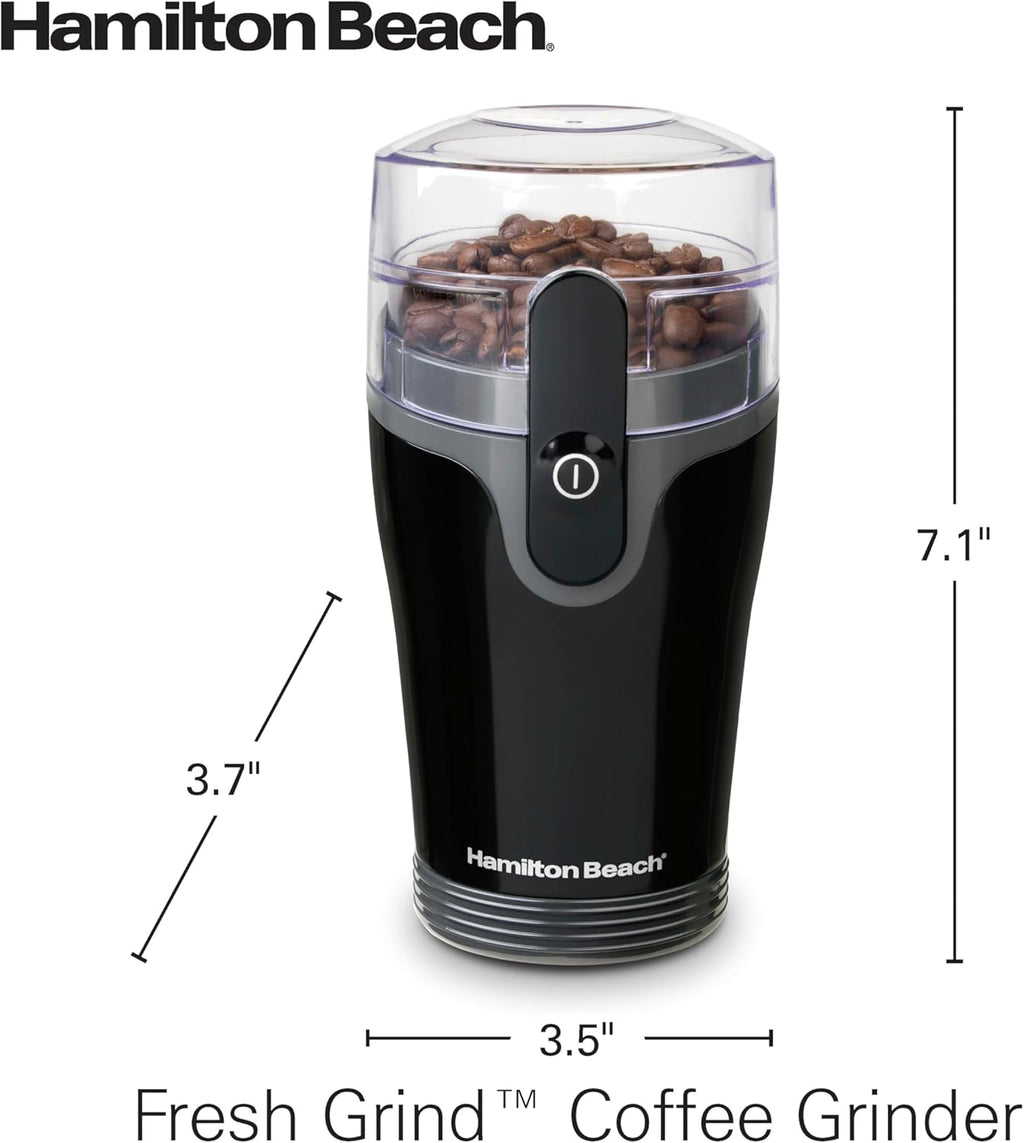 Fresh Grind Electric Coffee Grinder for Beans, Spices and More, Stainless Steel Blades, Removable Chamber, Makes up to 12 Cups, Black