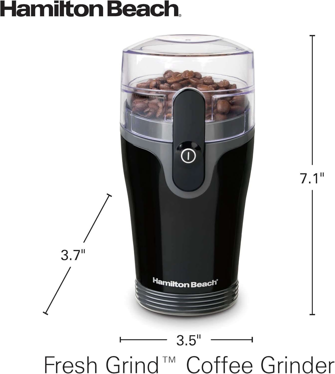 Fresh Grind Electric Coffee Grinder for Beans, Spices and More, Stainless Steel Blades, Removable Chamber, Makes up to 12 Cups, Black