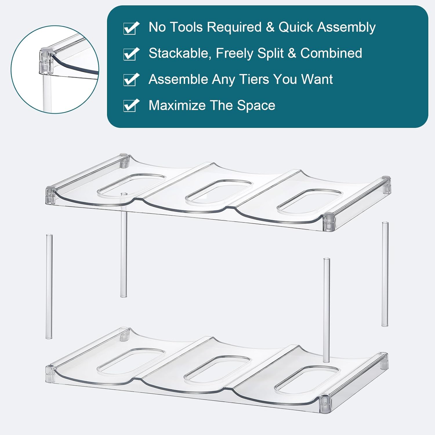 Compartment - Stackable Water Bottle Organizer Holder - for Stanley & Others' Large Tumbler - Clear Wine Rack, Cup Bottle Holder for Cabinet Home Countertop Fridge Pantry Shelf, 3 Tier Hold 9