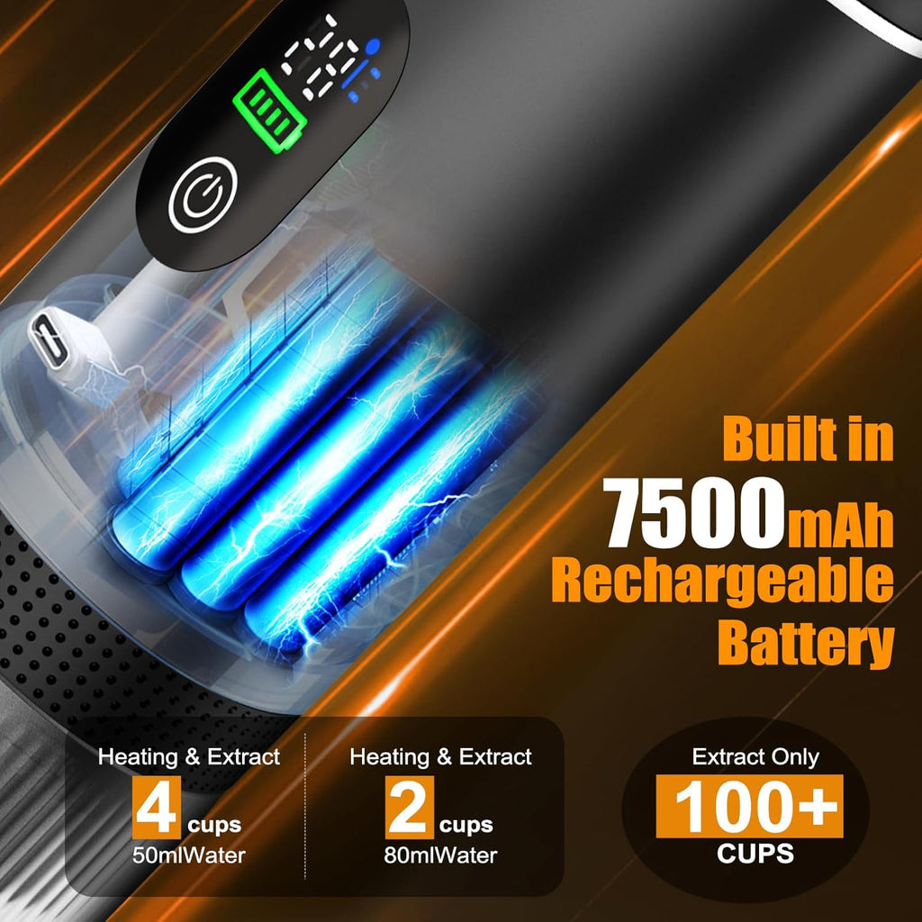 Portable Battery Espresso Coffee Maker for Travel, 20 bar Smart Display Mini Car Espresso Machines, 3-in-1 Self-Heating Electric Espresso Maker, USB-C Ground Coffee & Capsule Pod(Ns&DG) RV, Hiking