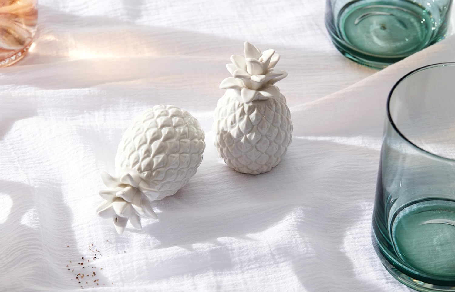 Wicker Creek Pineapple Salt & Pepper Set, 0.66, White
