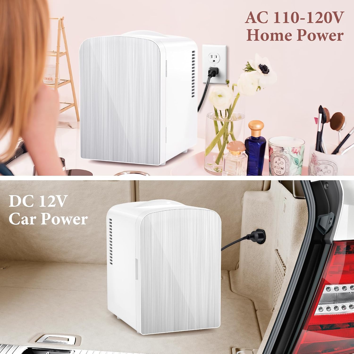 Mini Fridge, 4L Portable Small Refrigerator for Skincare, Cosmetics, Food & Drinks, Compact Refrigerator for Bedroom, Dorm, Car, Office