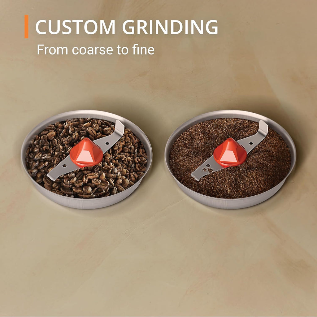 Electric Blade Coffee Grinder 1.6 Oz, Adjustable Coarse to Fine for the Perfect Espresso, Grind Coffee Beans, Spices & Herbs, Removable Dishwasher Safe Bowl, Black