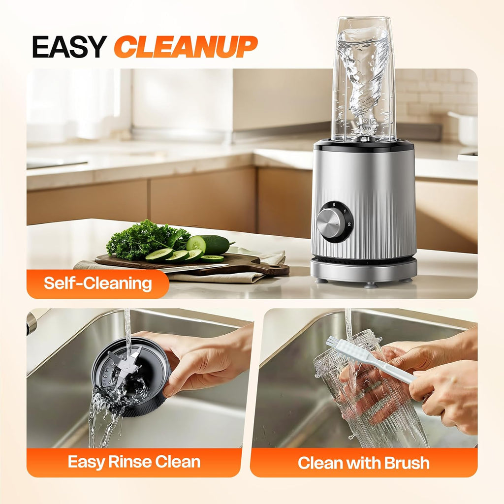 Blender for Smoothies Portable Personal Blender for Shakes and Smoothies for Kitchen with 2 * 24oz Portable Cups and Extra Lid, Smoothie Maker Machine for Juices, Baby Food, Nutritious Recipe