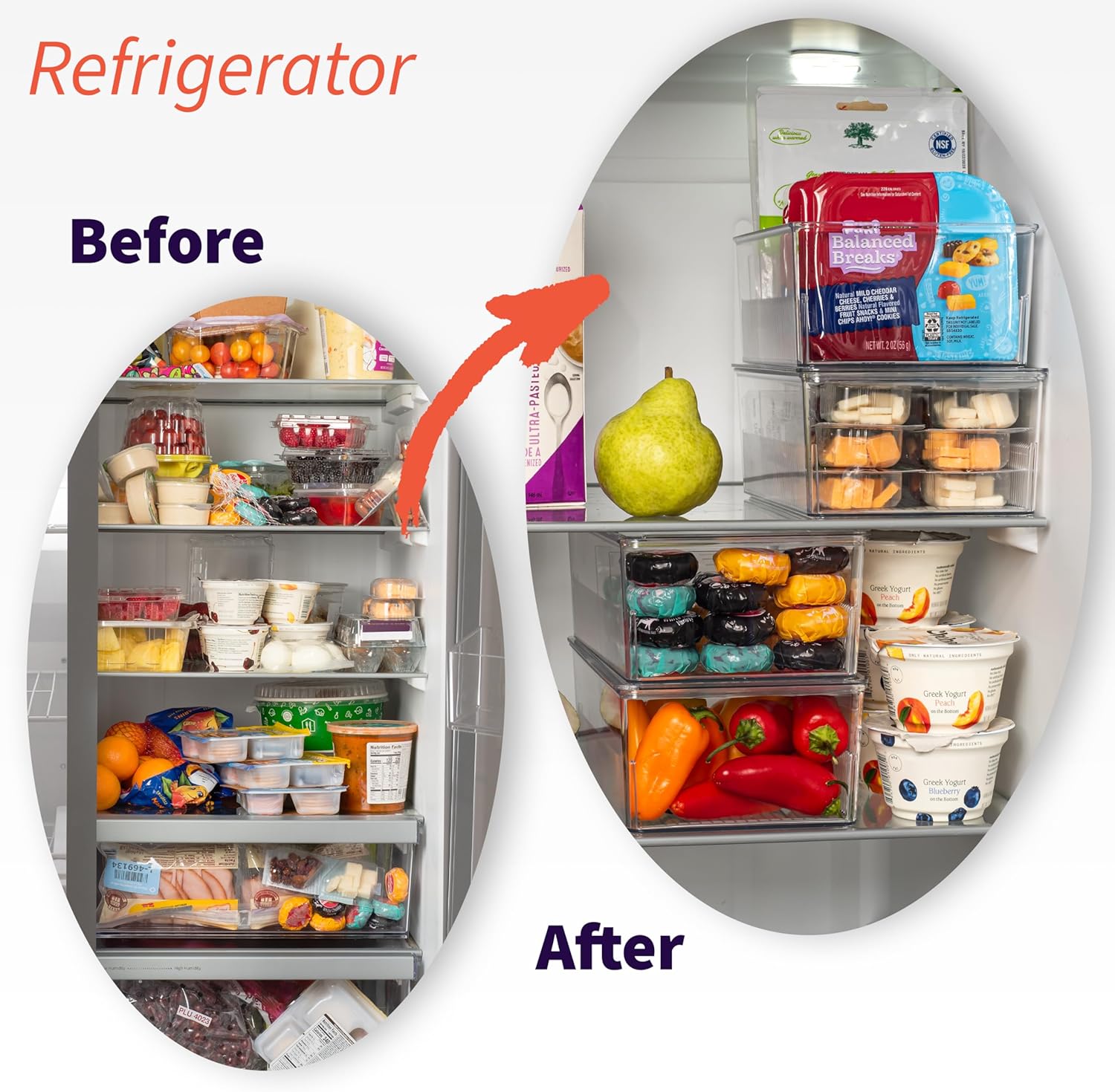 Pantry Organization and Storage Bins with Removable Dividers & Lids – Perfect Pantry Organizers or Kitchen Organization – Refrigerator Organizer Bins, Cabinet Organizers, 2 Pack