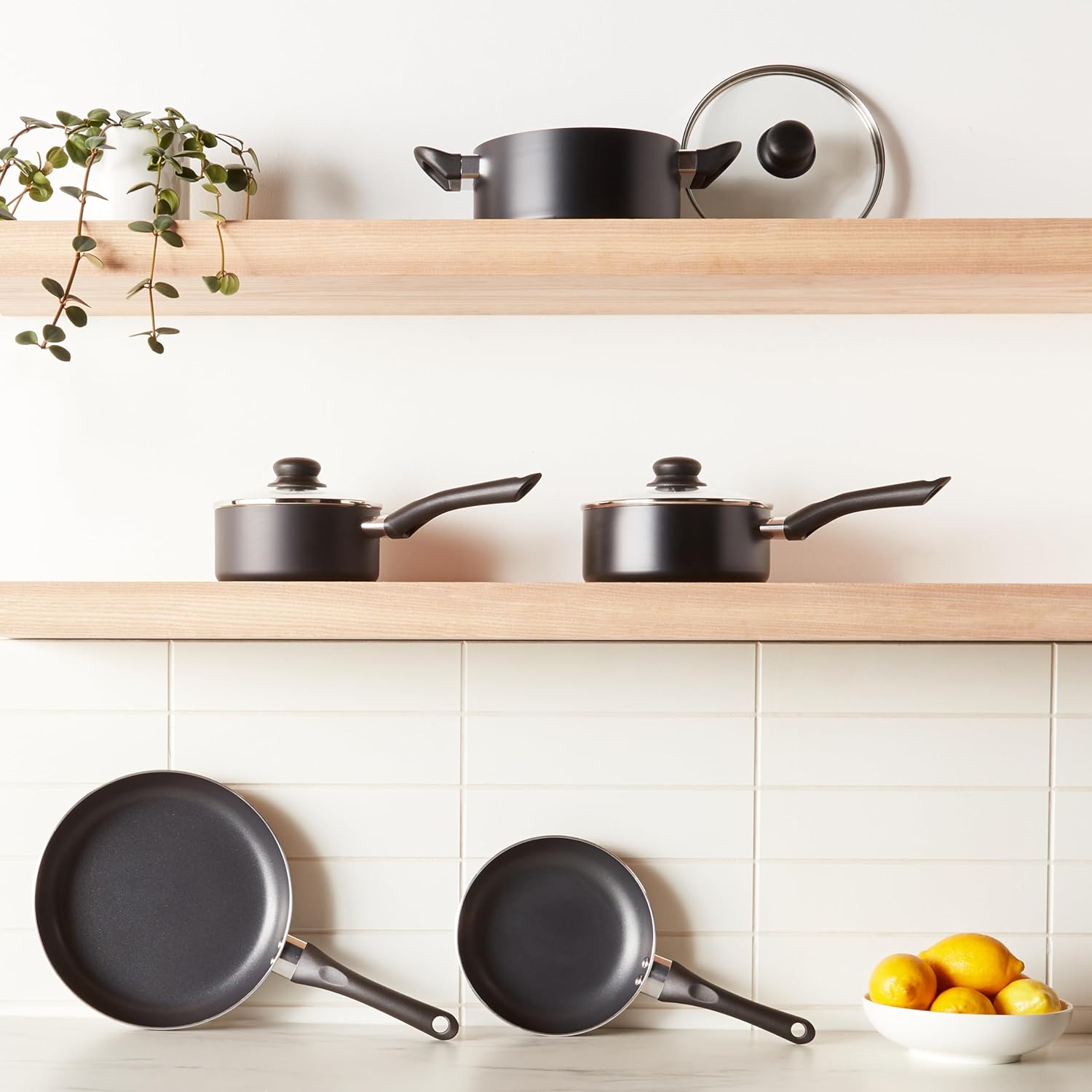Non-Stick Kitchen Cookware 8-Piece Set, Non-Induction, Includes Pots and Pans, Black