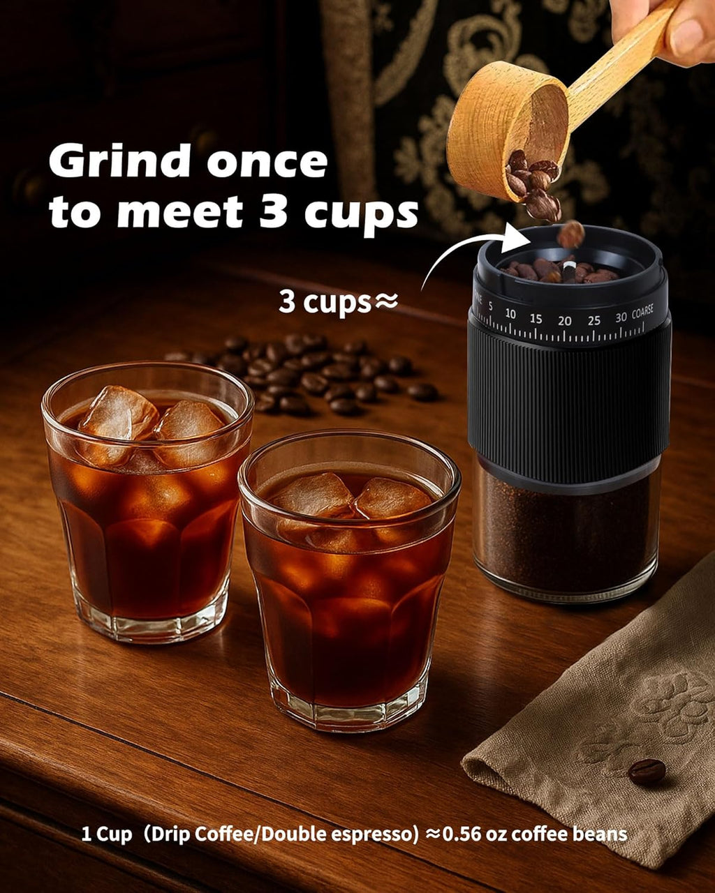 Manual Coffee Grinder with 35 Adjustable Settings – Hand Coffee Bean Grinder with Ceramic Burr, Portable Espresso Coffee Mill for Home & Travel