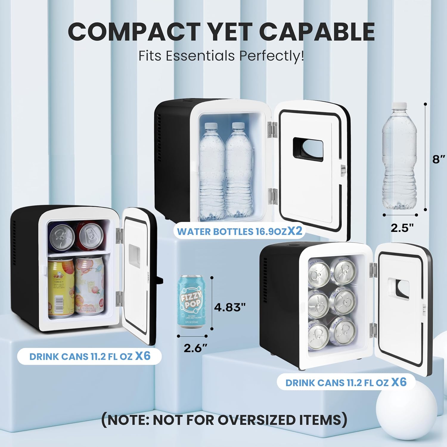 Simple Deluxe Mini Fridge with Viewing Window, 4L/6 Can Portable Cooler & Warmer, Freon-Free Small Refrigerator for Skincare, Drinks, Snacks & Cosmetics