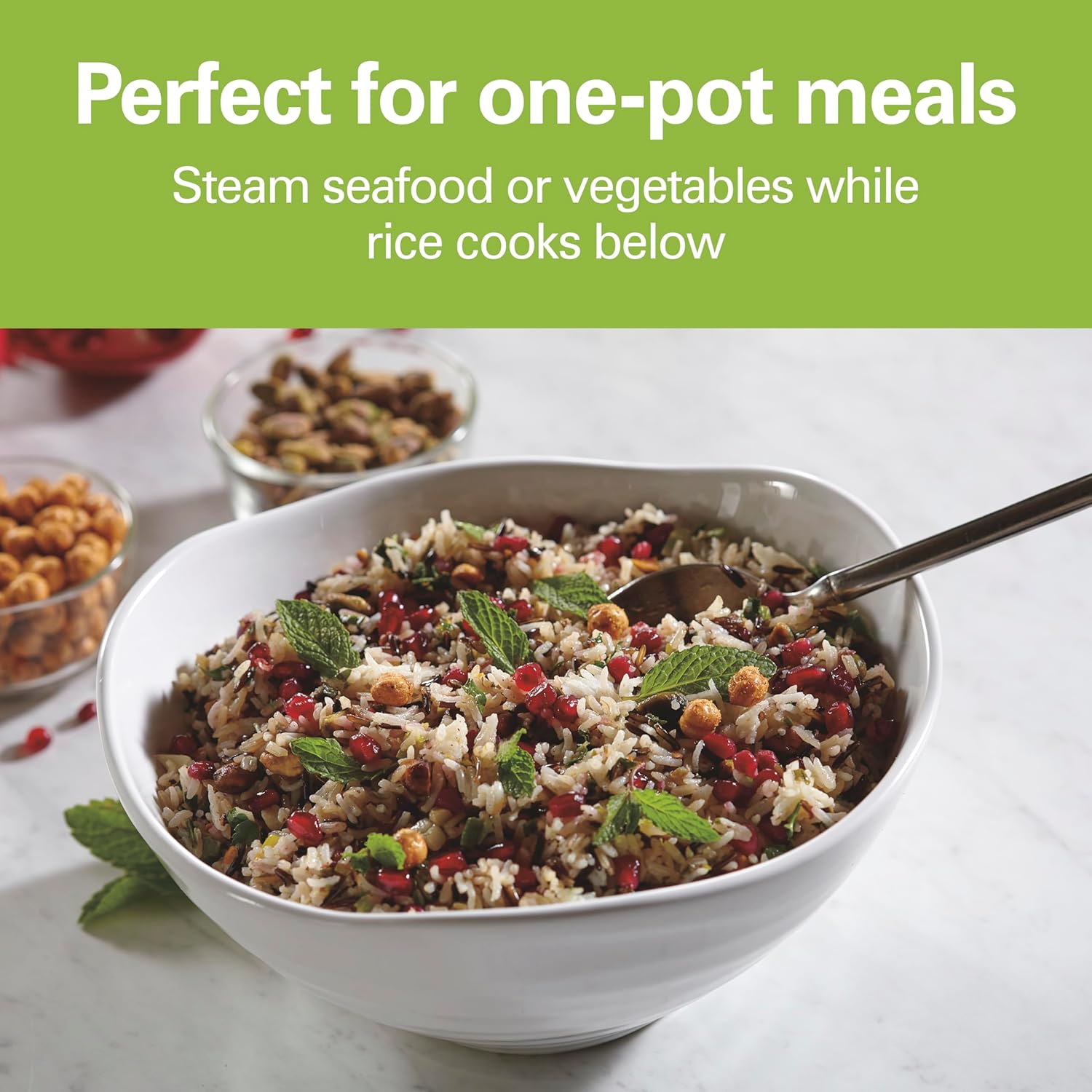 Digital Programmable Rice Cooker & Food Steamer, 8 Cups Cooked (4 Uncooked), With Steam & Rinse Basket, Stainless Steel