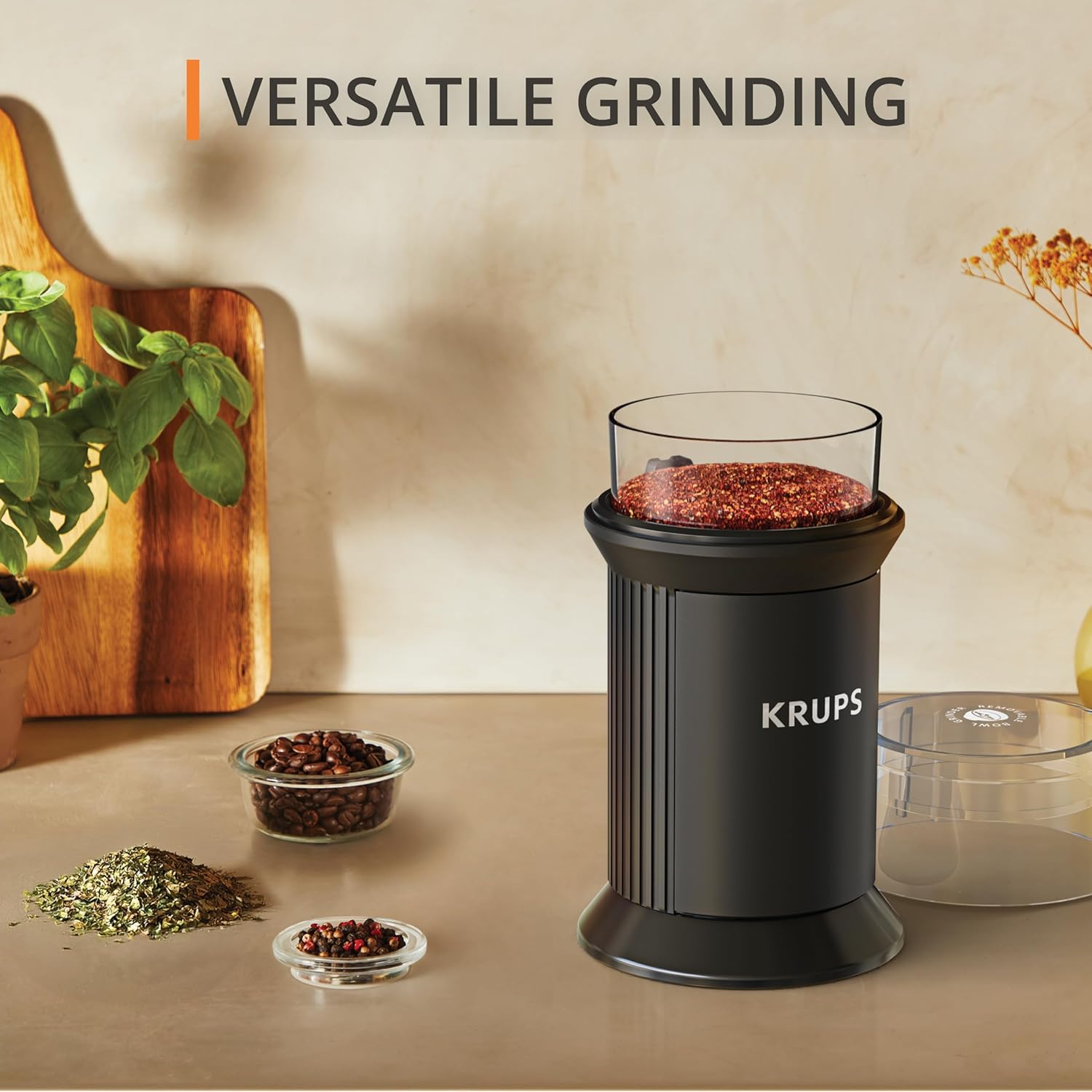 Electric Blade Coffee Grinder 1.6 Oz, Adjustable Coarse to Fine for the Perfect Espresso, Grind Coffee Beans, Spices & Herbs, Removable Dishwasher Safe Bowl, Black
